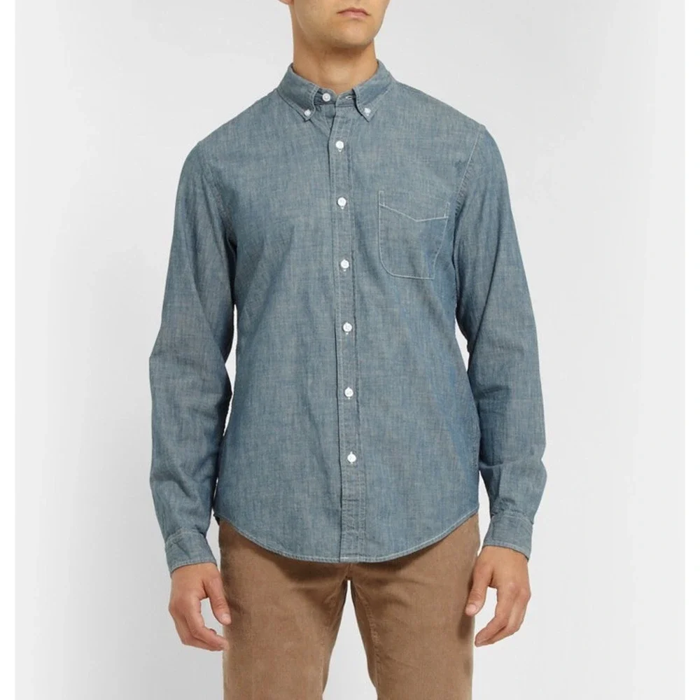 J Crew Slim Fit Chambray Button Down Shirt, Mens‎ Size XL
